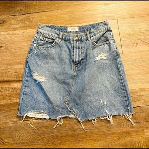Free People Distressed Denim Mini skirt